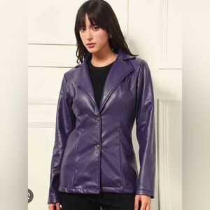 Vintage Arella Leather Jacket | Royal Purple | Size Small